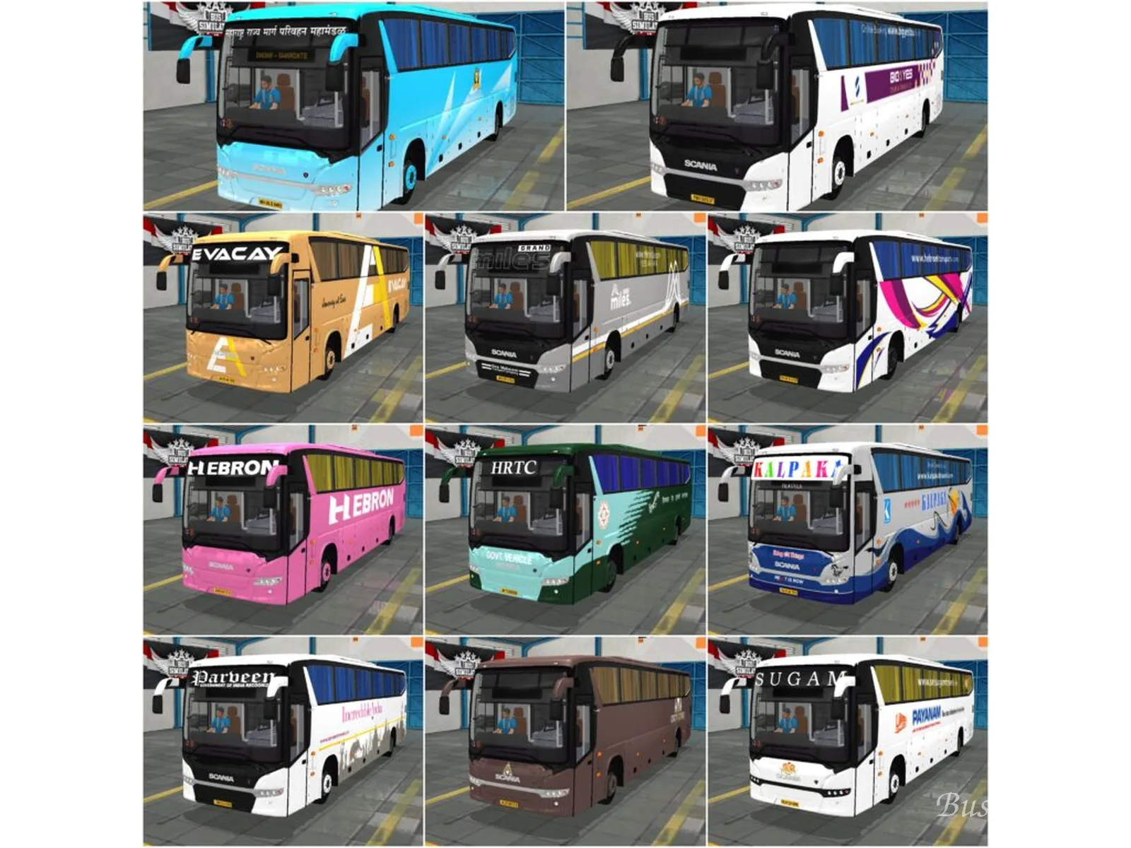Livery Pack Scania Bi-axle Seater Mod Bussin By Kalpesh screenshot
